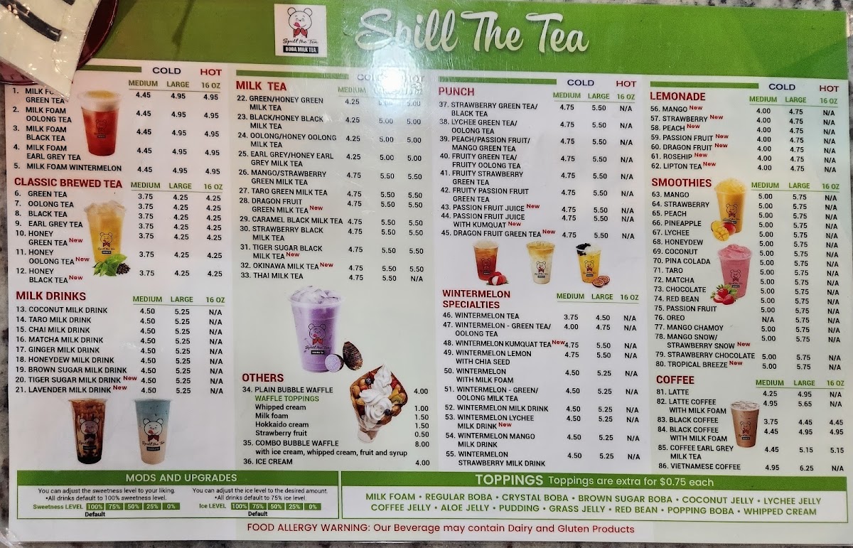 Spill the Tea Boba Menu - Image 1
